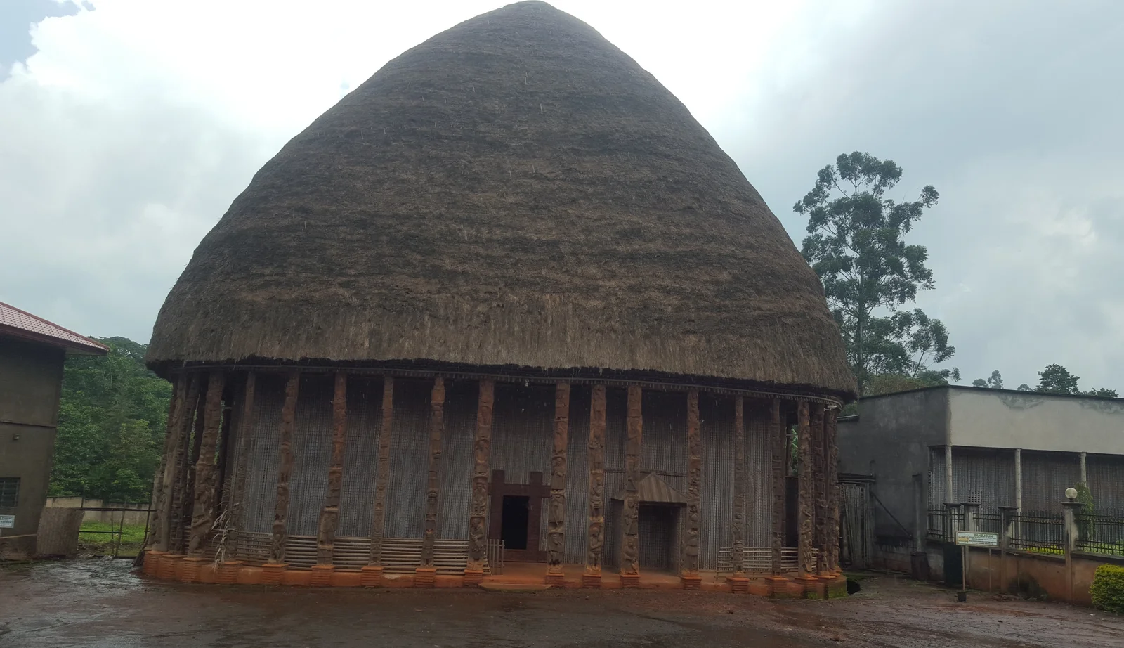 The traditional thatched community hall at the Bandjoun chiefdom in western Cameroon